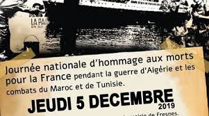 Hommage aux morts pour la France pendant la guerre d'Algérie et des combats du Maroc et de la Tunisie