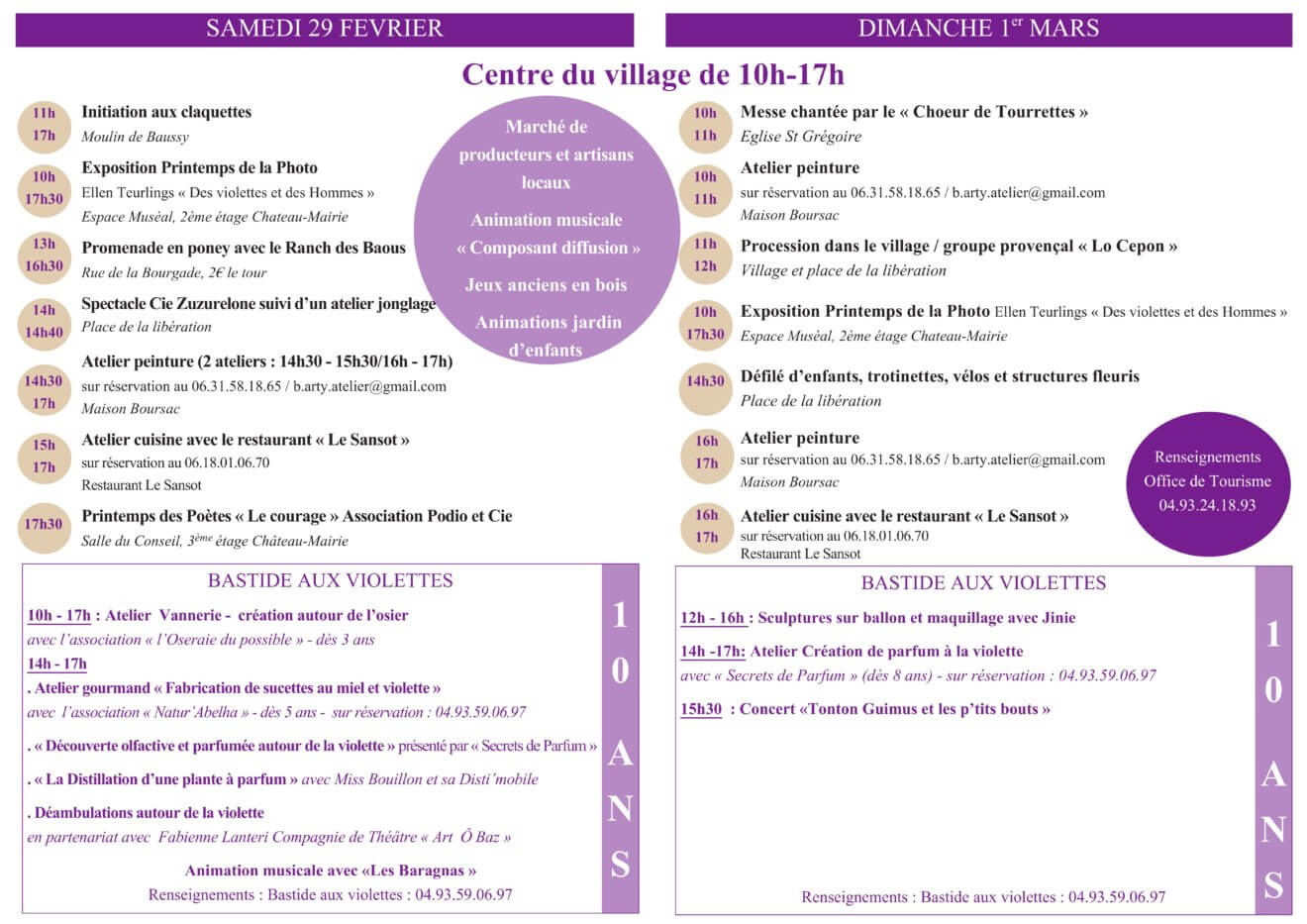 Programme officiel La Violette en Fête et Les 10 Ans de la Bastide 2020