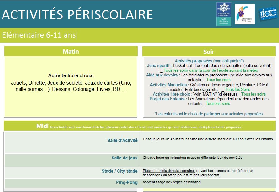 periscolaire Elementaire 6-11