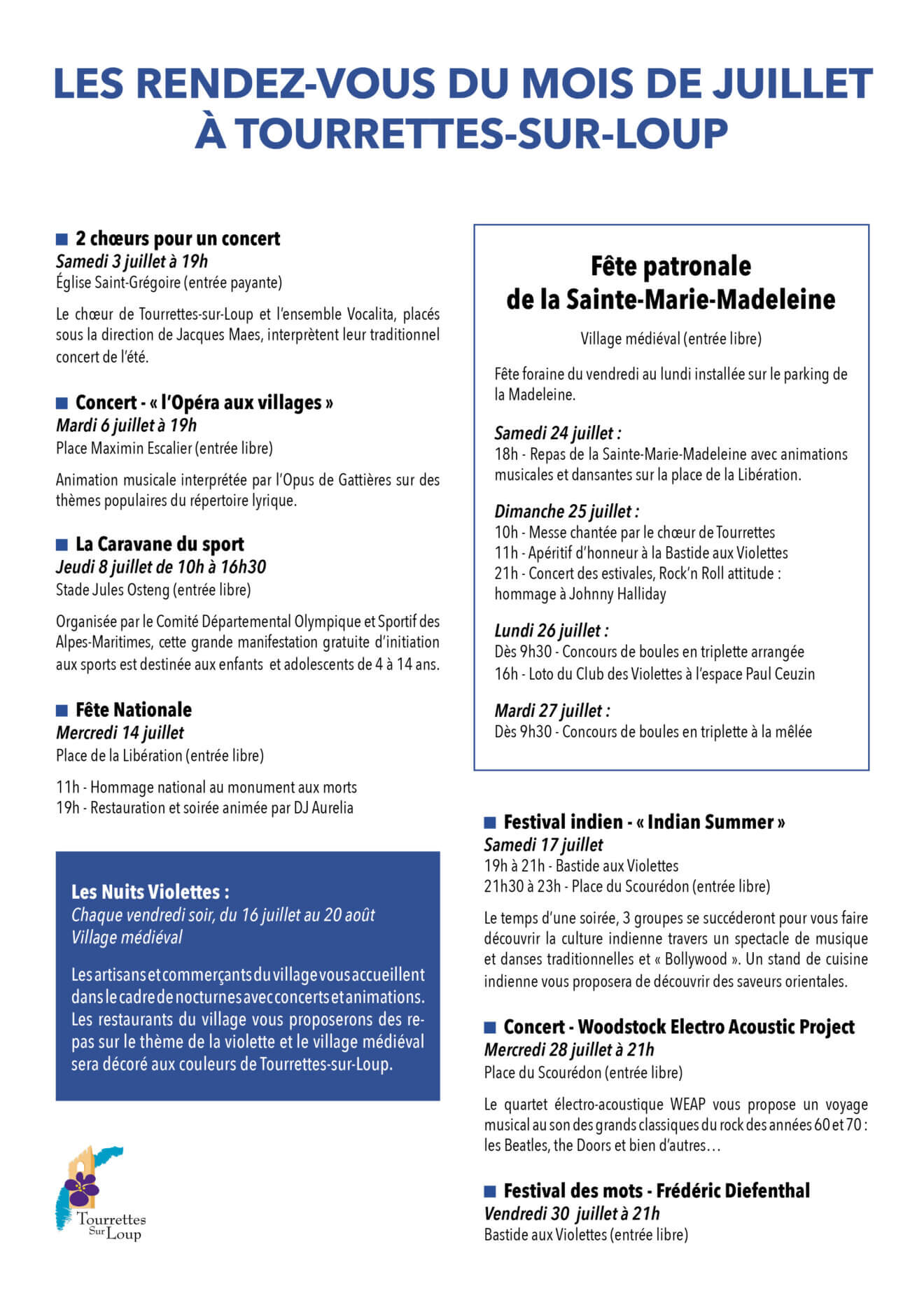 programme juillet